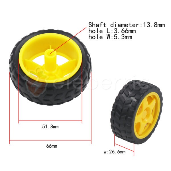 65mm Wheel for Arduino Robotic Car (Yellow) - Image 4