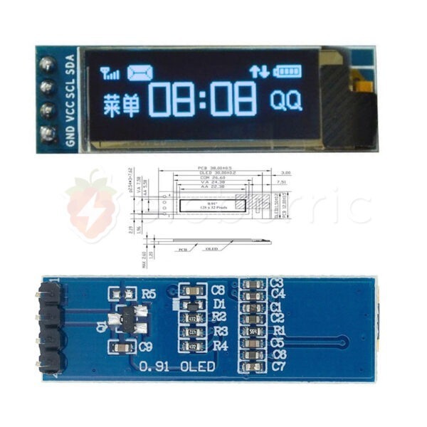 0.91 inch OLED Display White 128x32 I2C IIC 4 Pin - Image 3