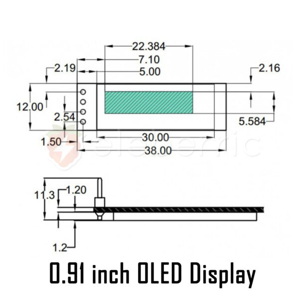 0.91 inch OLED Display White 128x32 I2C IIC 4 Pin - Image 6