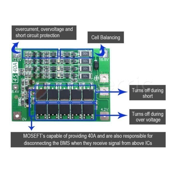 4S 40A Balanced Version 18650 Li-ion Battery Series 14.8V 16.8V BMS Charger Protection Module - Image 4