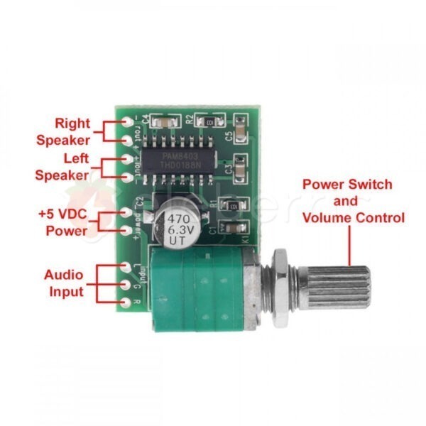 PAM8403 3W + 3W 5V Class D Stereo Amplifier with Switch Volume Control - Image 4