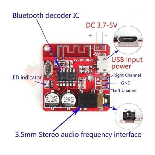 VHM-314 Bluetooth 5.0 Audio Receiver MP3 Decoder (Red PCB) - Image 5