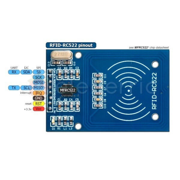 RFID Reader 13.56MHz RC522 Card Module Set with Card and Tag - Image 6