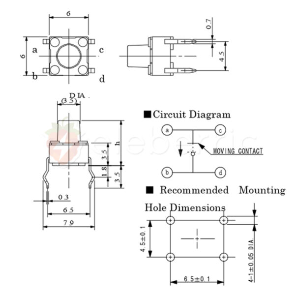 Tactile Push Button Micro Switch 6 x 6 x 5mm - Image 4