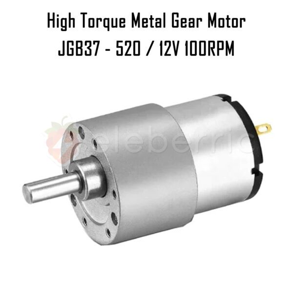 JGB37-520 12V 100 RPM High Torque Metal Gear Motor - Image 3