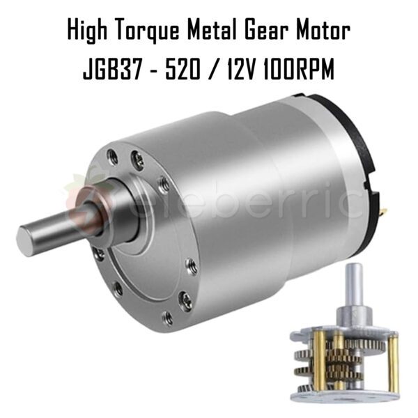 JGB37-520 12V 100 RPM High Torque Metal Gear Motor - Image 6