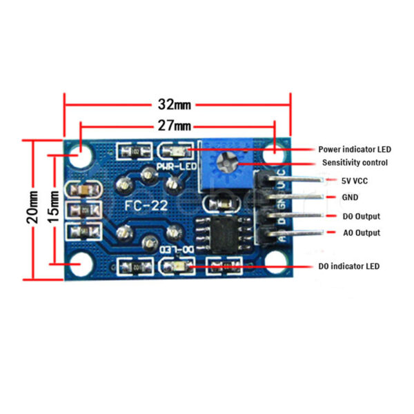 MQ-2 Gas Sensor Module Dimension