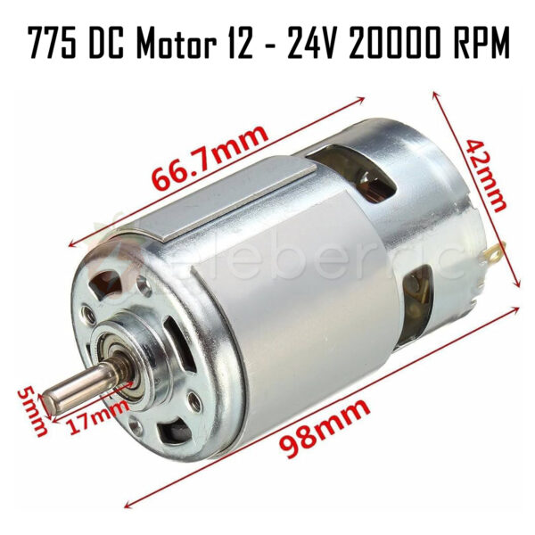 775 DC Motor 12V - 24V DC 20000 RPM - Image 4