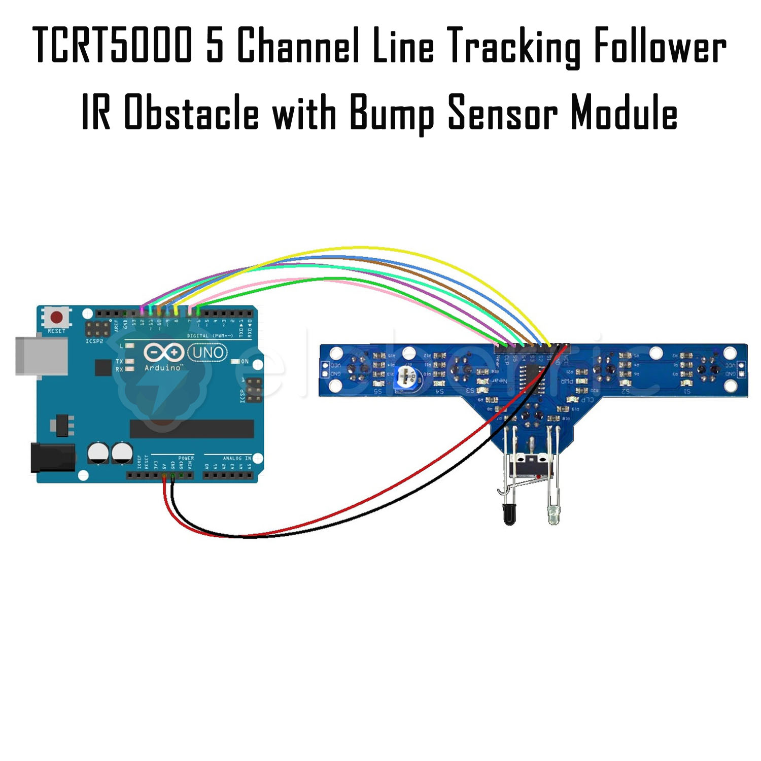 TCRT5000 5 Channel Line Tracking Follower IR Obstacle with Bump Sensor ...