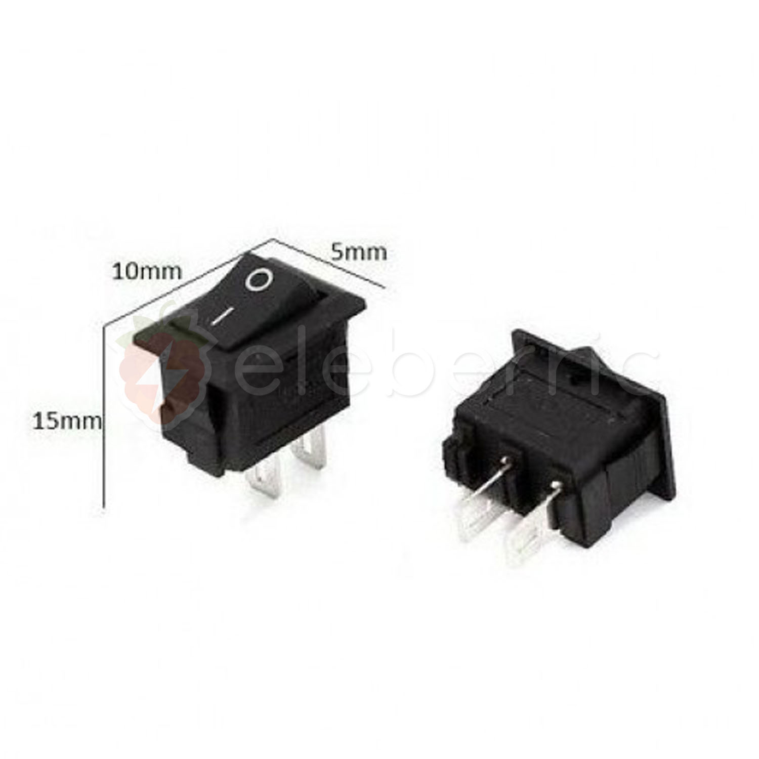 Rocker Switch On/Off 2 Pin Black (Small) - eleberric