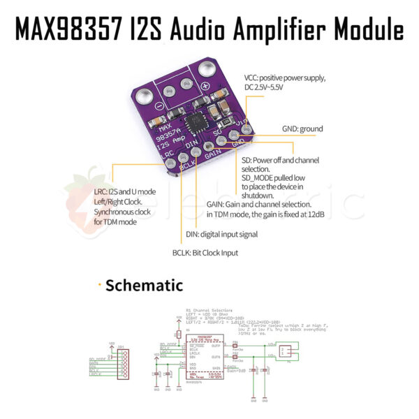 MAX98357 I2S 3W Class D Audio Amplifier Module - Image 6
